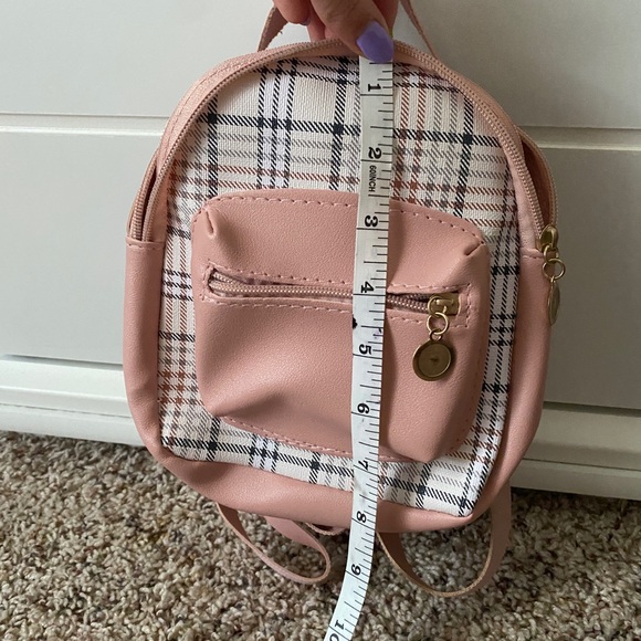 Shein Mini Pink Plaid Backpack - Picture 11 of 11